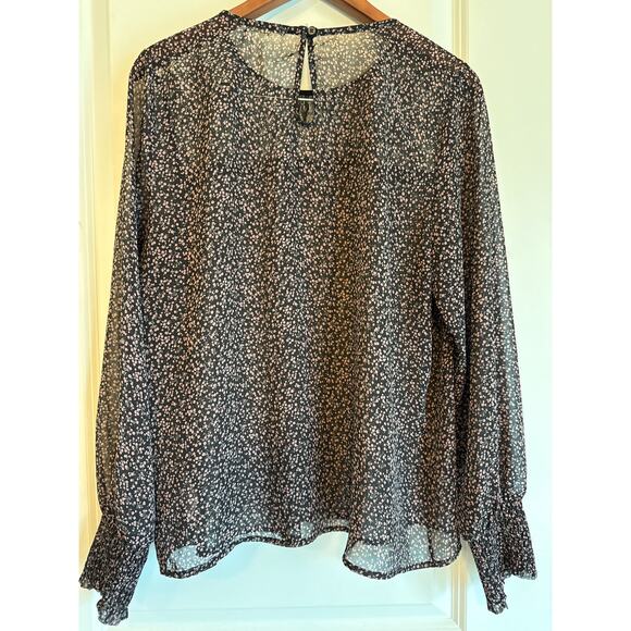 Pleione Lace Trim Chiffon Blouse Floral Cherry Blossom XL - Picture 4 of 8